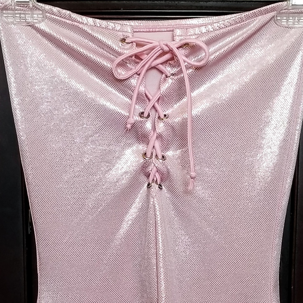Baby pink shimmery mini dress